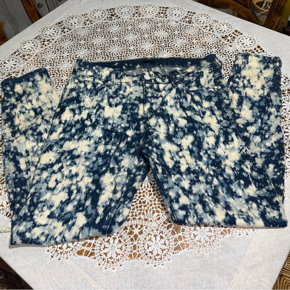 💥🔥sale🔥💥MOTHER Blue and White Denim tye dye the looker Jeans
